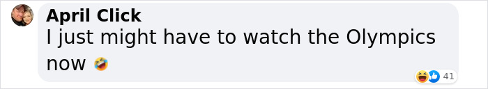 Text message expressing interest in watching the Olympics, with laughing emoji reaction.